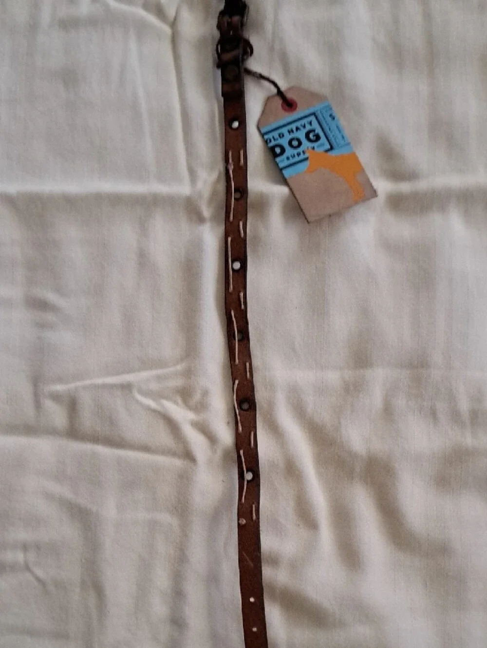 Old Navy Brown Leather Dog Collar with Metal Stud Accents